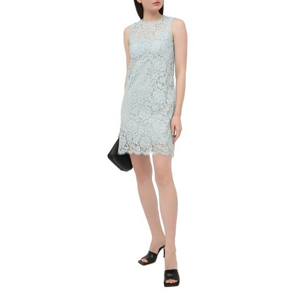 NWT DOLCE & GABBANA Mint Corded Lace Sleeveless Mini Dress 44 L - Picture 4 of 10